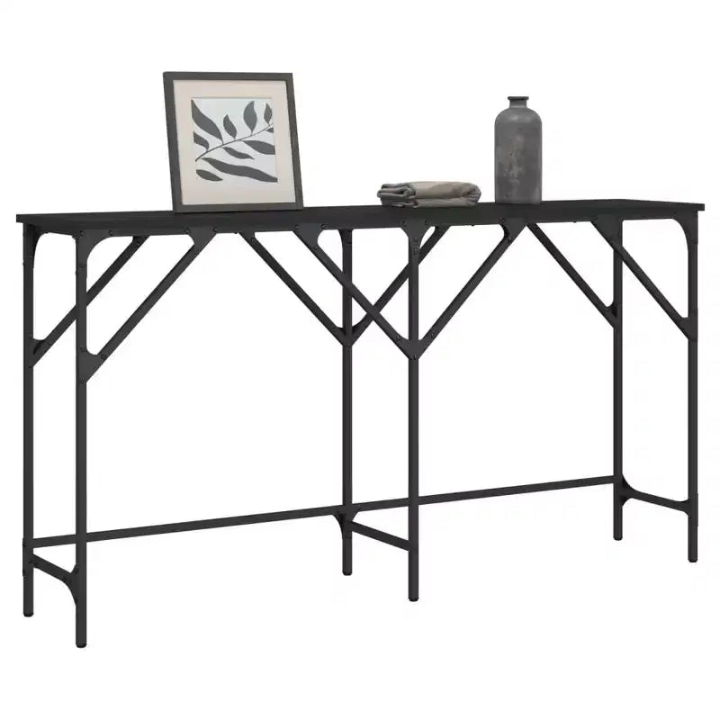 vidaXL Console Table Black Engineered wood 55.1 x 11.4 x 29.5 in
