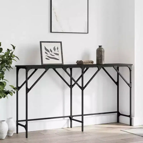 vidaXL Console Table Black Engineered wood 55.1 x 11.4 x 29.5 in