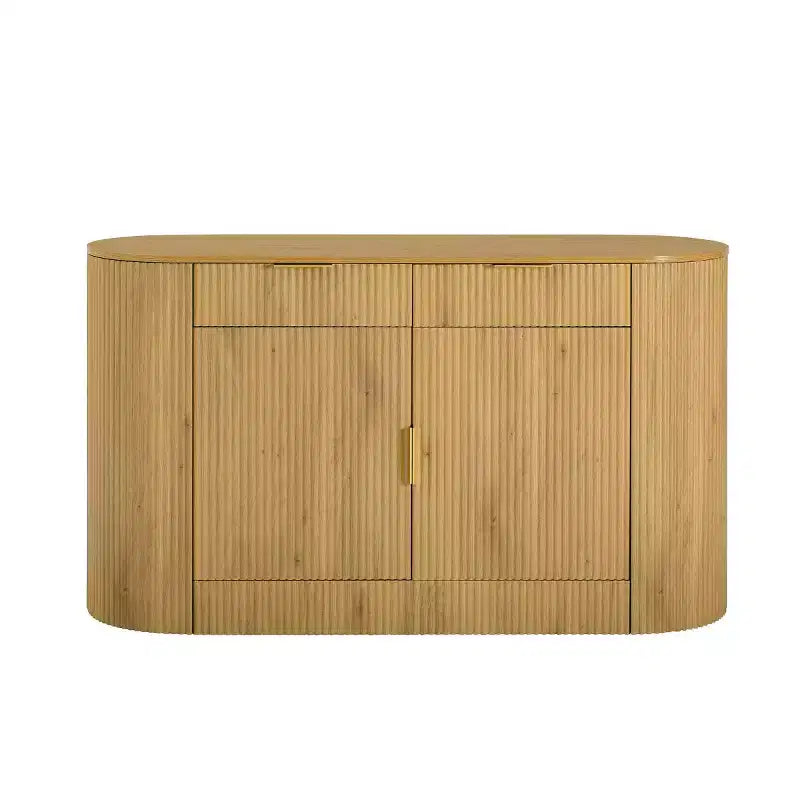 55 Modern Sleek Sideboard Buffet Cabinet with Curved Side Doors, Large Storage Cabinet for Dining Room, Living Room, or Entryway-Panipeachy