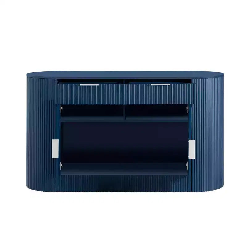 55 Modern Sleek Sideboard Buffet Cabinet with Curved Side Doors, Large Storage Cabinet for Dining Room, Living Room, or Entryway-Panipeachy