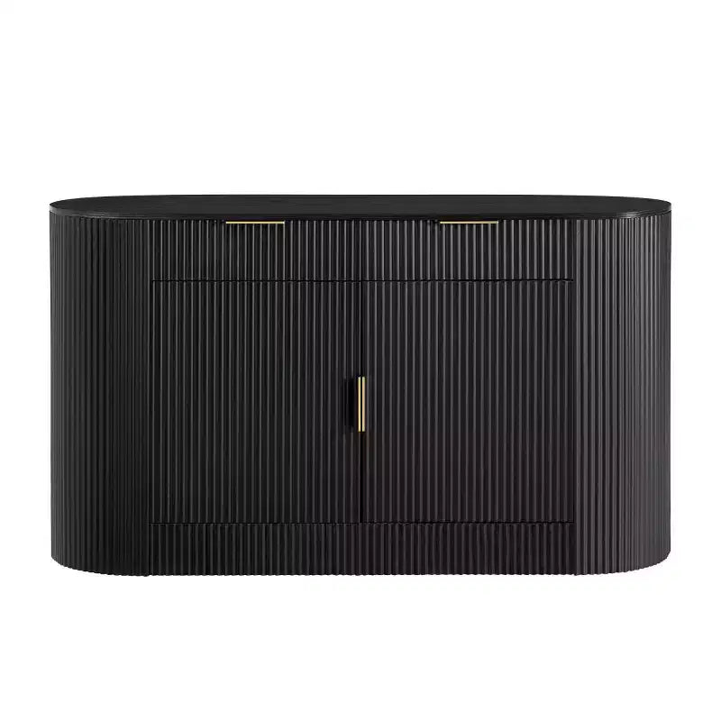 55 Modern Sleek Sideboard Buffet Cabinet with Curved Side Doors, Large Storage Cabinet for Dining Room, Living Room, or Entryway-Panipeachy