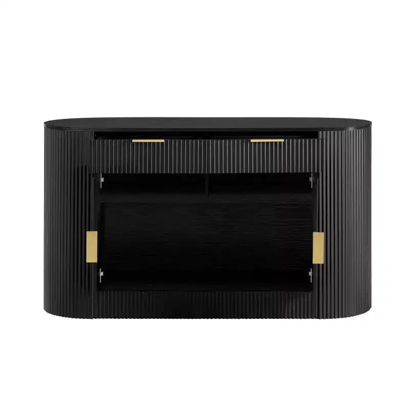 55 Modern Sleek Sideboard Buffet Cabinet with Curved Side Doors, Large Storage Cabinet for Dining Room, Living Room, or Entryway-Panipeachy