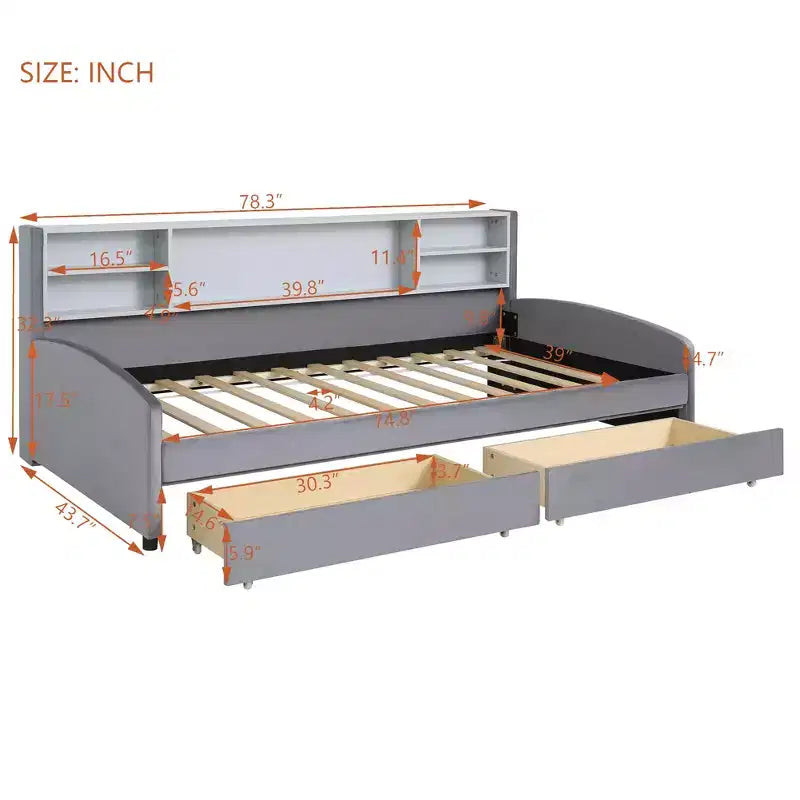 GDF Studio Michaels Upholstered Platform Bed with Storage and Drawers