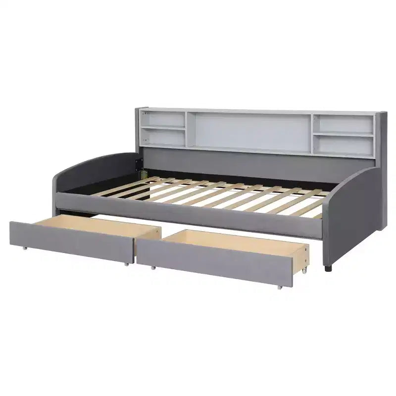GDF Studio Michaels Upholstered Platform Bed with Storage and Drawers