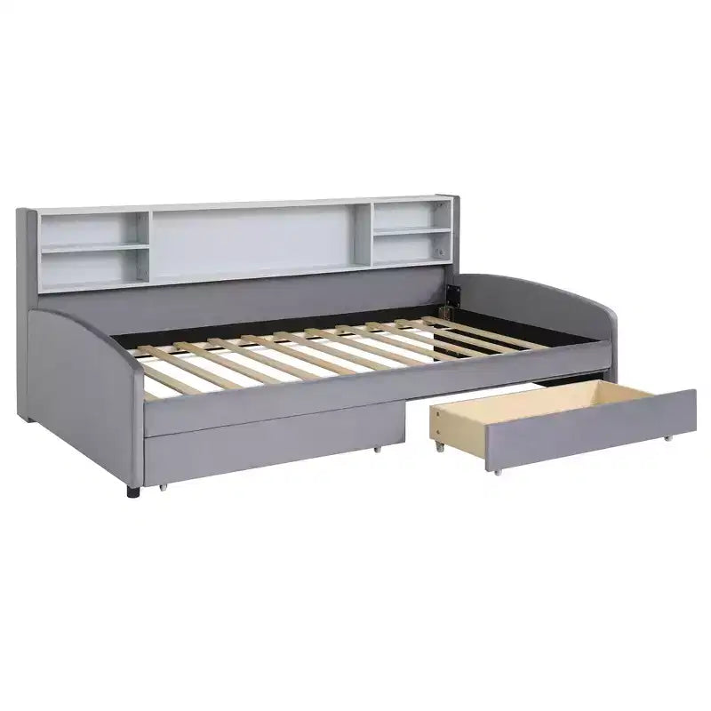 GDF Studio Michaels Upholstered Platform Bed with Storage and Drawers