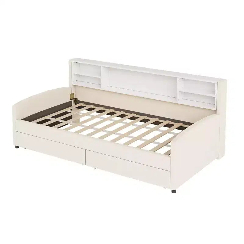 GDF Studio Michaels Upholstered Platform Bed with Storage and Drawers