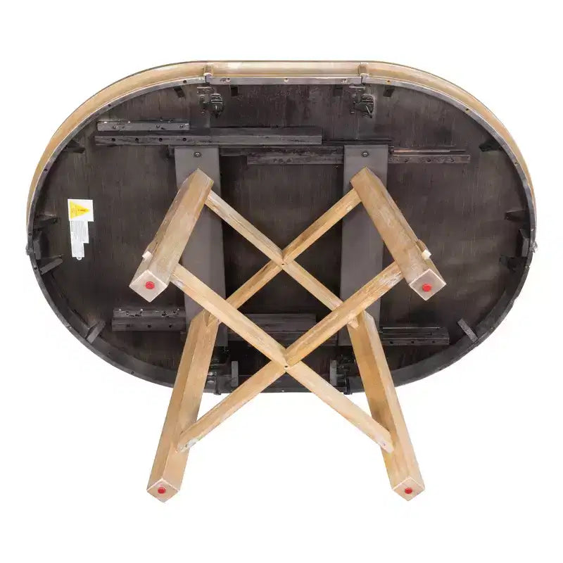 Farmhouse Round Extendable Dining Table with 16 Leaf Wood for Small Space Kitchen Living Room Apartments, Expanding From 42in to 58in