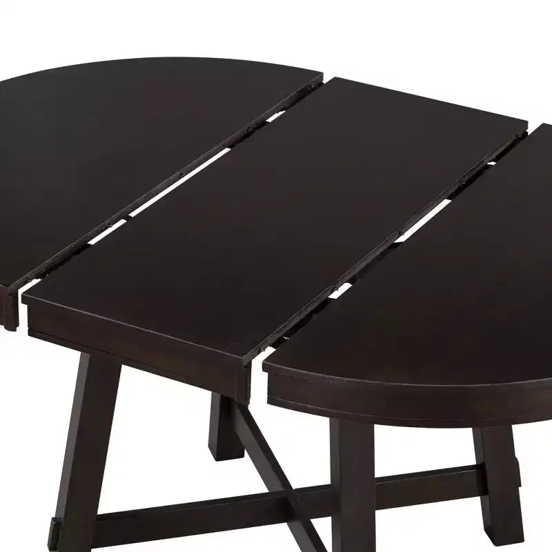 Farmhouse Round Extendable Dining Table with 16 Leaf Wood for Small Space Kitchen Living Room Apartments, Expanding From 42in to 58in