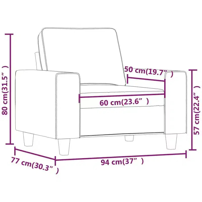 vidaXL Sofa Chair Accent Upholstered Chair for Living Room Microfiber Fabric