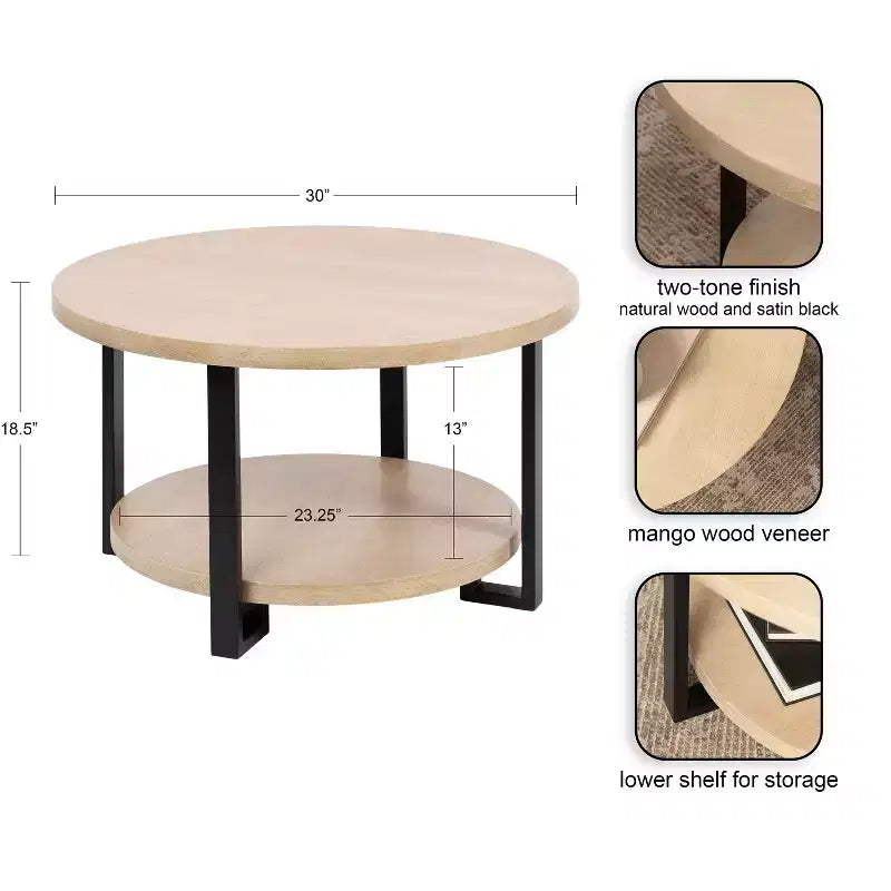 Kate and Laurel Hendricks Coffee Table, 30x30x19, Natural