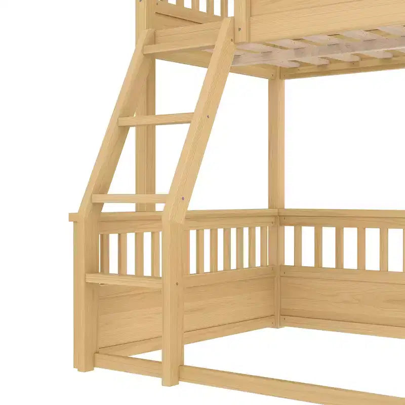 Twin over Full Bunk Bed with Ladder & Guardrails, Detachable Bed Frame, No Box Spring Needed - ModernLuxe