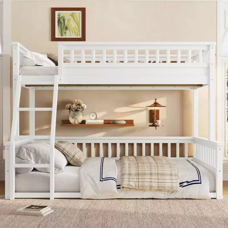 Twin over Full Bunk Bed with Ladder & Guardrails, Detachable Bed Frame, No Box Spring Needed - ModernLuxe