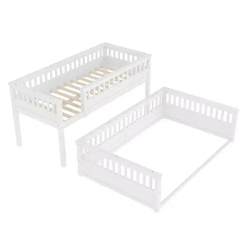 Twin over Full Bunk Bed with Ladder & Guardrails, Detachable Bed Frame, No Box Spring Needed - ModernLuxe