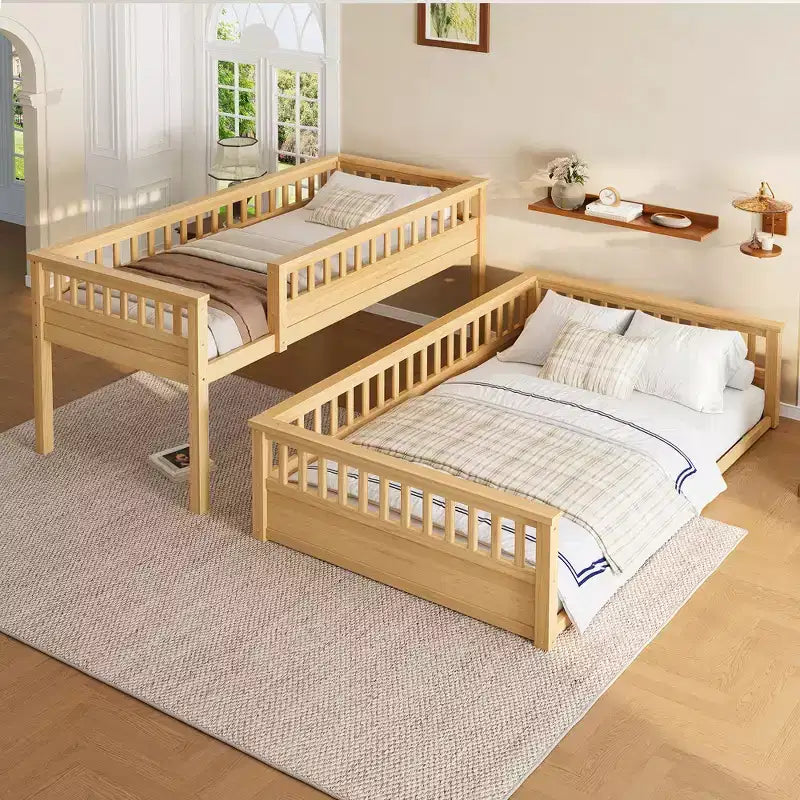 Twin over Full Bunk Bed with Ladder & Guardrails, Detachable Bed Frame, No Box Spring Needed - ModernLuxe