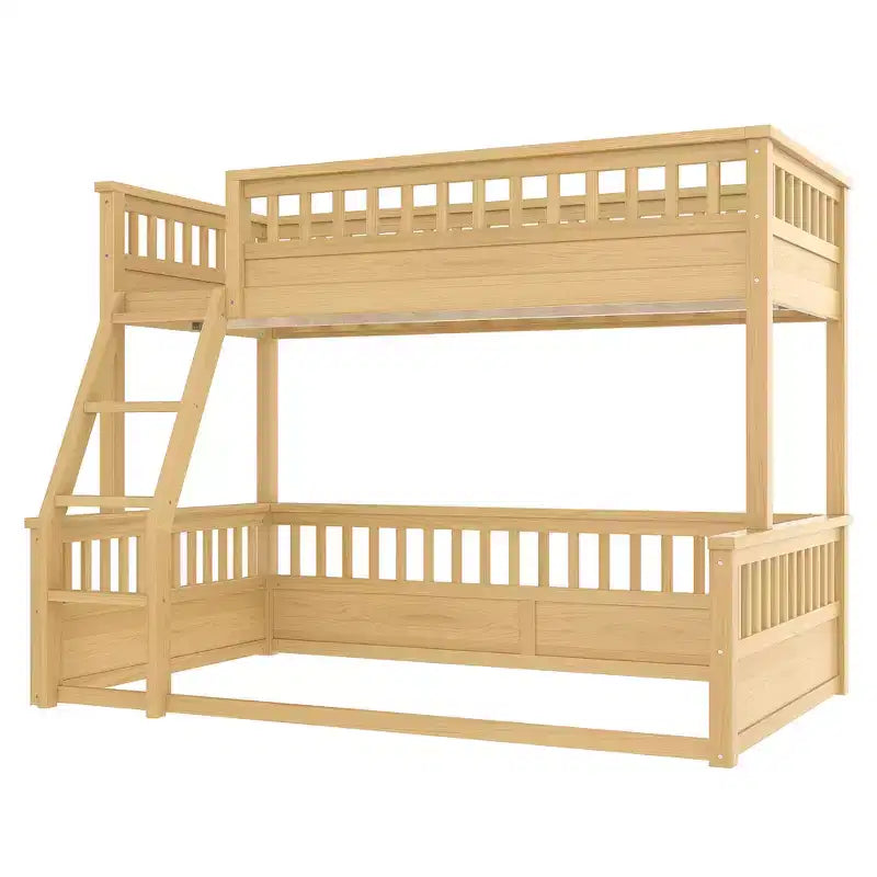 Twin over Full Bunk Bed with Ladder & Guardrails, Detachable Bed Frame, No Box Spring Needed - ModernLuxe