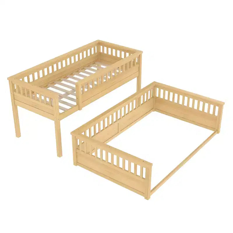 Twin over Full Bunk Bed with Ladder & Guardrails, Detachable Bed Frame, No Box Spring Needed - ModernLuxe