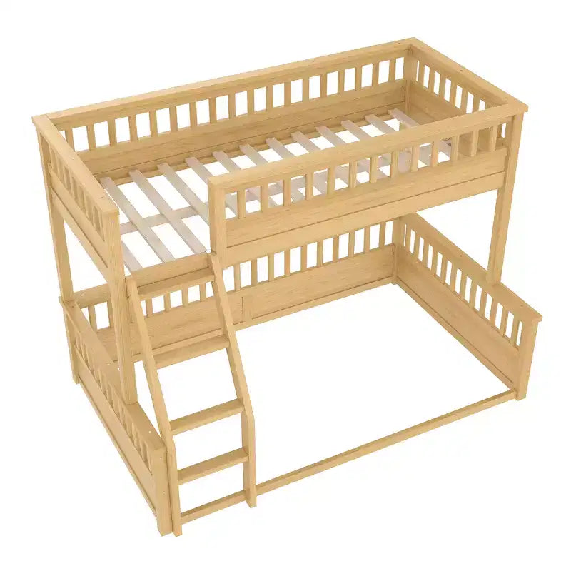 Twin over Full Bunk Bed with Ladder & Guardrails, Detachable Bed Frame, No Box Spring Needed - ModernLuxe