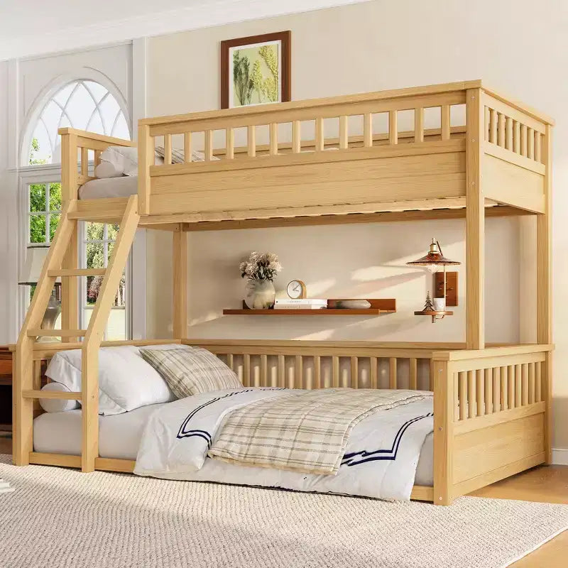 Twin over Full Bunk Bed with Ladder & Guardrails, Detachable Bed Frame, No Box Spring Needed - ModernLuxe