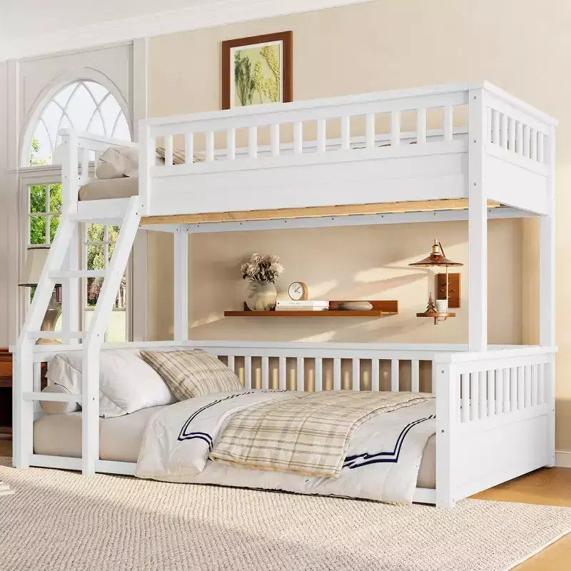 Twin over Full Bunk Bed with Ladder & Guardrails, Detachable Bed Frame, No Box Spring Needed - ModernLuxe