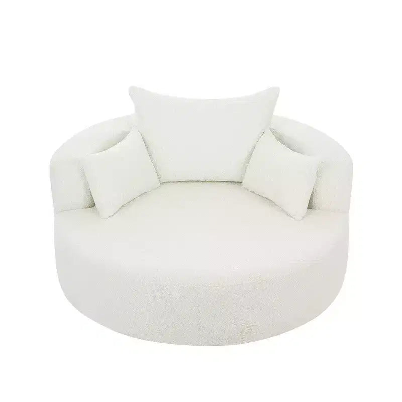 Whisen Swivel Accent Chair, Round Sofa Chair, 360 Rotation, Plush Removable Pillows & Luxurious Chenille Upholstery - Beige