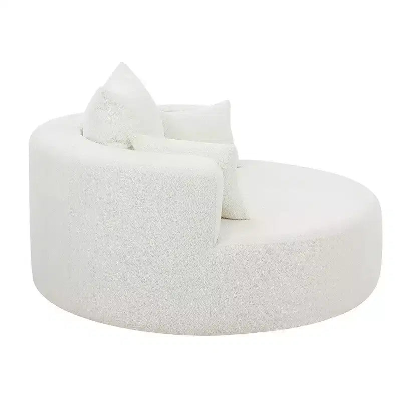 Whisen Swivel Accent Chair, Round Sofa Chair, 360 Rotation, Plush Removable Pillows & Luxurious Chenille Upholstery - Beige
