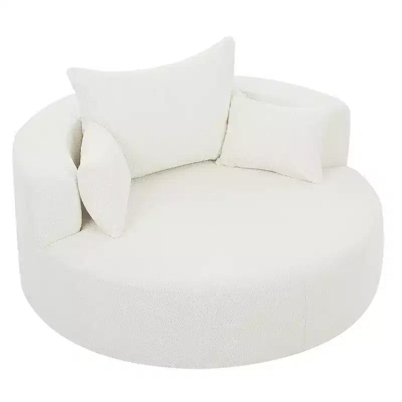 Whisen Swivel Accent Chair, Round Sofa Chair, 360 Rotation, Plush Removable Pillows & Luxurious Chenille Upholstery - Beige
