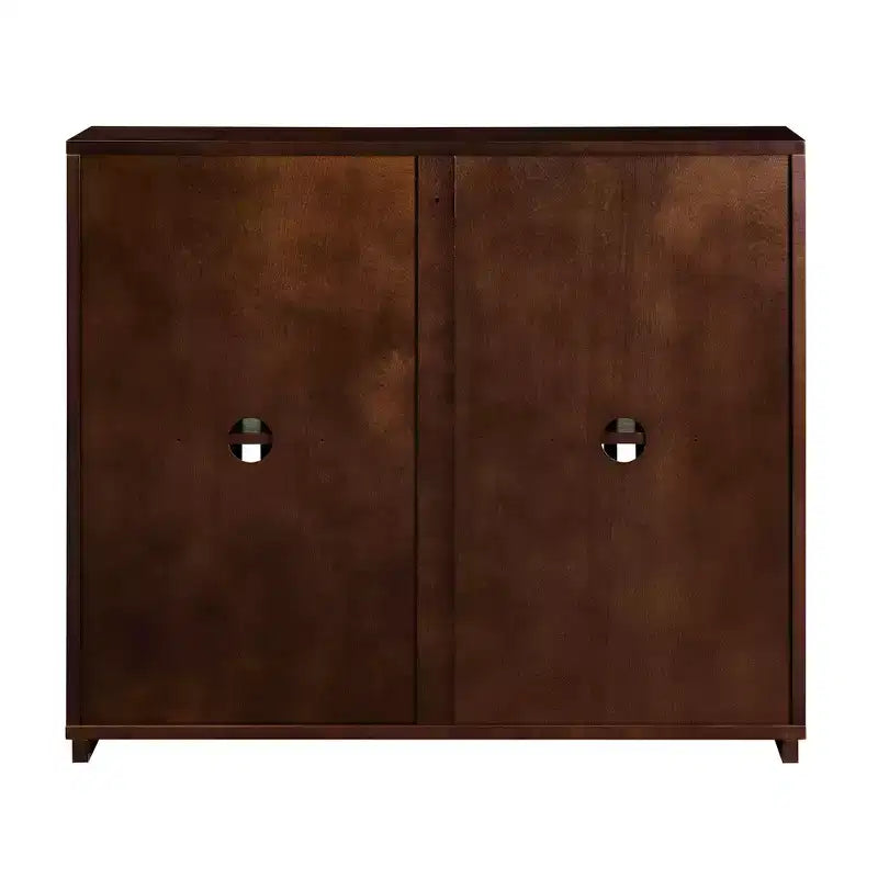 Modern Fluted Sideboard Cabinet with 2 Outlet Holes, Buffet Cabinet with Storage, Narrow Side Cabinet