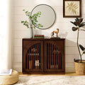Modern Fluted Sideboard Cabinet with 2 Outlet Holes, Buffet Cabinet with Storage, Narrow Side Cabinet