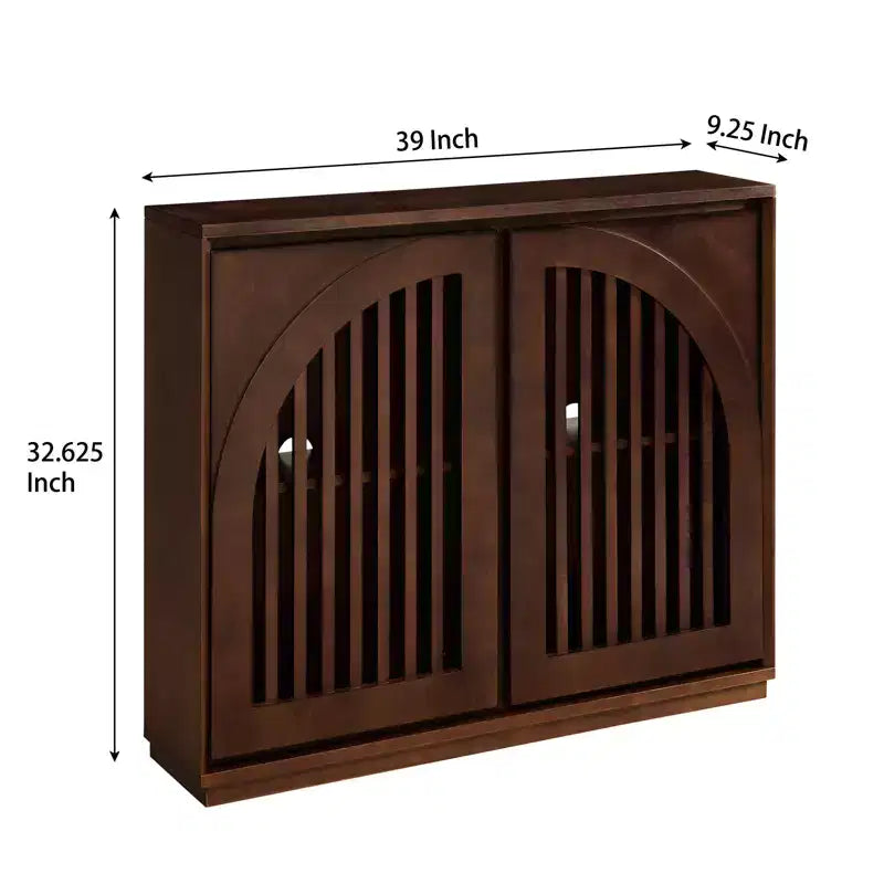 Modern Fluted Sideboard Cabinet with 2 Outlet Holes, Buffet Cabinet with Storage, Narrow Side Cabinet
