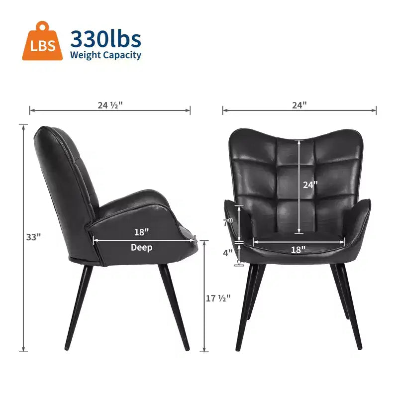 1PC Upholstered Dining Chair, Linen Kitchen Chair with Wood Legs, High Back Accent Chair for Kitchen, Living Room, Restaurant, Cafe, Only Chair