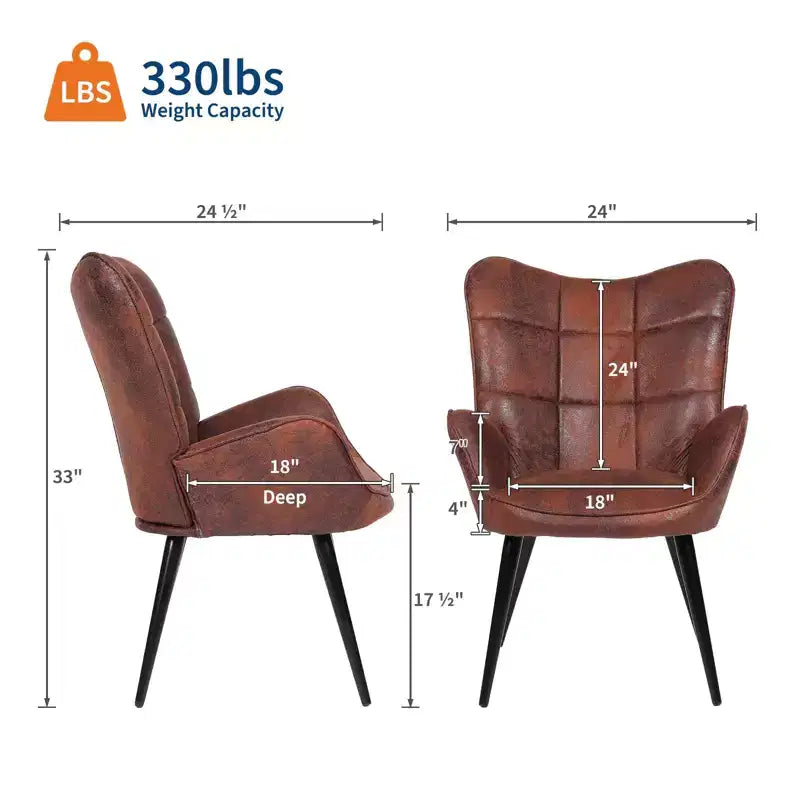 1PC Upholstered Dining Chair, Linen Kitchen Chair with Wood Legs, High Back Accent Chair for Kitchen, Living Room, Restaurant, Cafe, Only Chair