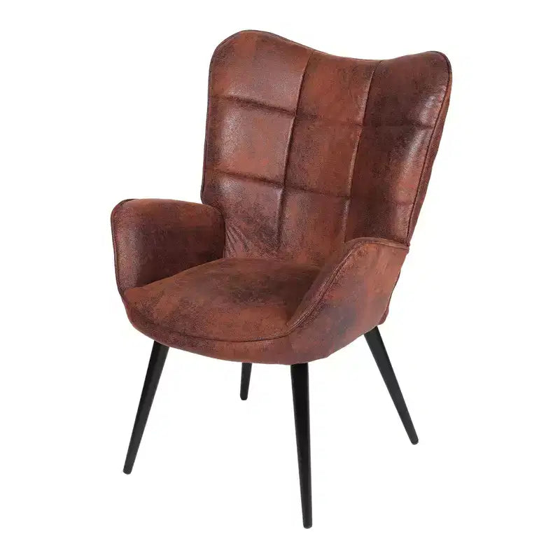 1PC Upholstered Dining Chair, Linen Kitchen Chair with Wood Legs, High Back Accent Chair for Kitchen, Living Room, Restaurant, Cafe, Only Chair