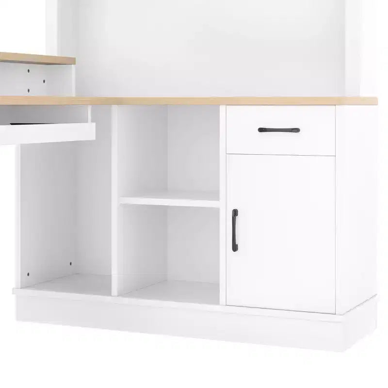 ModernLuxe Computer Desk Study/Gaming Workstation L-Shaped Corner Office Table with Built-In Outlet, Storage Drawers & Bookshelf