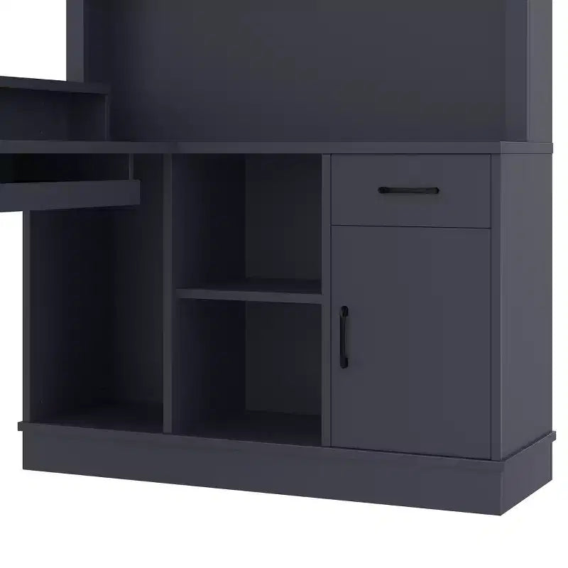 ModernLuxe Computer Desk Study/Gaming Workstation L-Shaped Corner Office Table with Built-In Outlet, Storage Drawers & Bookshelf