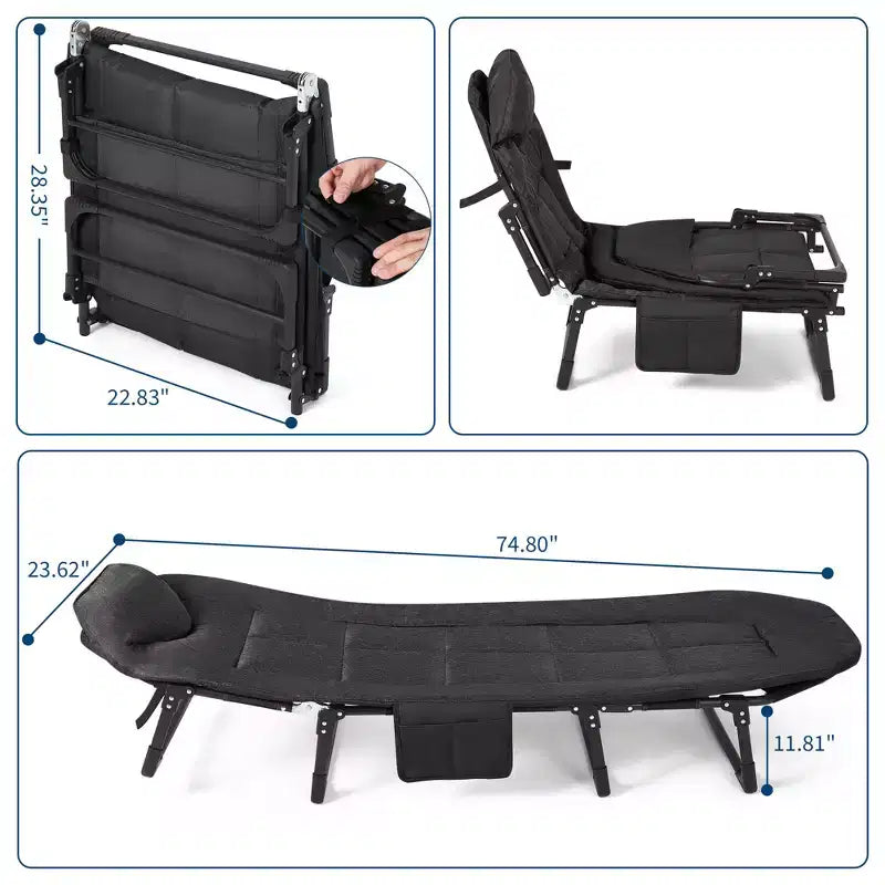 71/75/79 Portable Folding Bed with Cushion and Pillow, Camping Cot for Adults with Supports 500 Lbs, Lightweight Tent Cot for Beach Indoor Outdoor