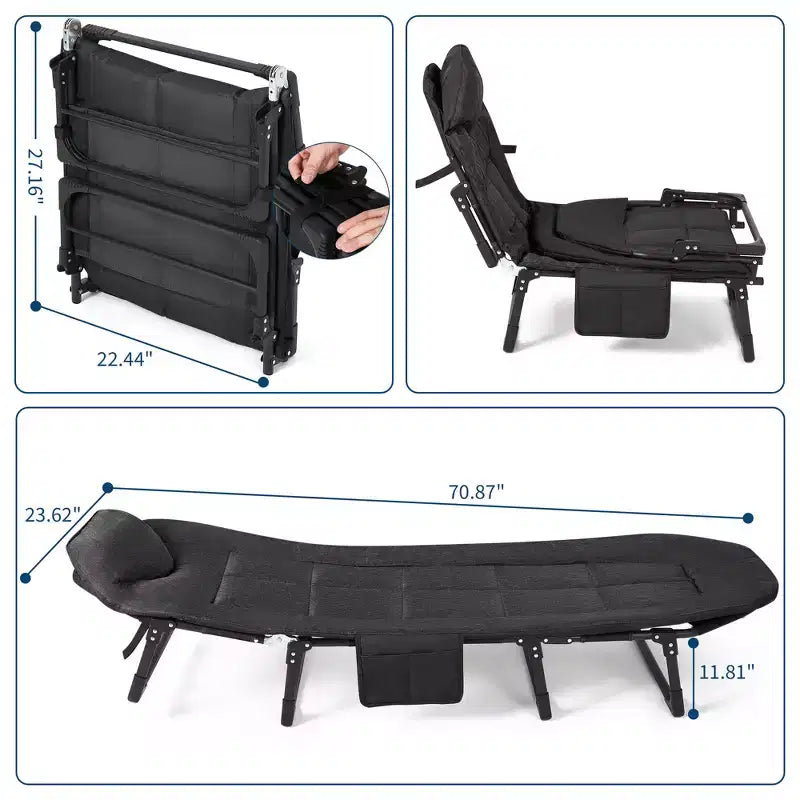 71/75/79 Portable Folding Bed with Cushion and Pillow, Camping Cot for Adults with Supports 500 Lbs, Lightweight Tent Cot for Beach Indoor Outdoor