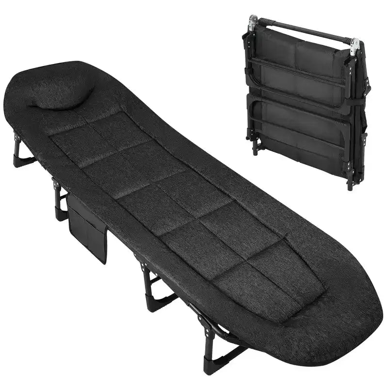 71/75/79 Portable Folding Bed with Cushion and Pillow, Camping Cot for Adults with Supports 500 Lbs, Lightweight Tent Cot for Beach Indoor Outdoor
