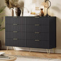 Fluted Dresser for Bedroom with 8 Drawers,55 Wide Modern Chest of Wooden Chest with Metal Handle,Clothes Storage Organizer,Dresser & TV Stand