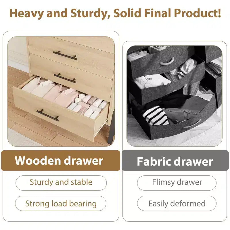 4+2 Dresser for Bedroom, Freestanding 46.6 in Tall Drawer Dresser with Storage, Wooden Closet Storage Chest