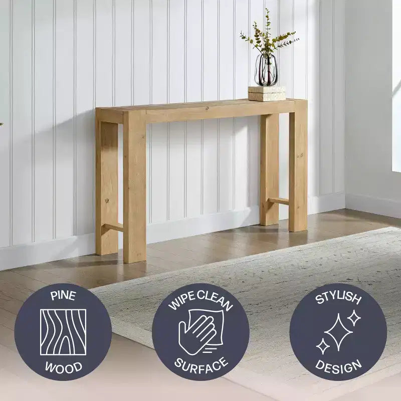Alaterre Furniture Classic Solid Wood Console Table - 56 Inch Modern Farmhouse Entryway Table