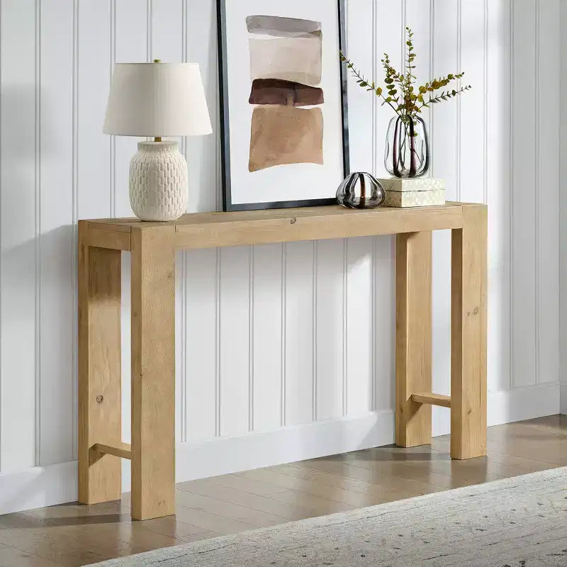 Alaterre Furniture Classic Solid Wood Console Table - 56 Inch Modern Farmhouse Entryway Table