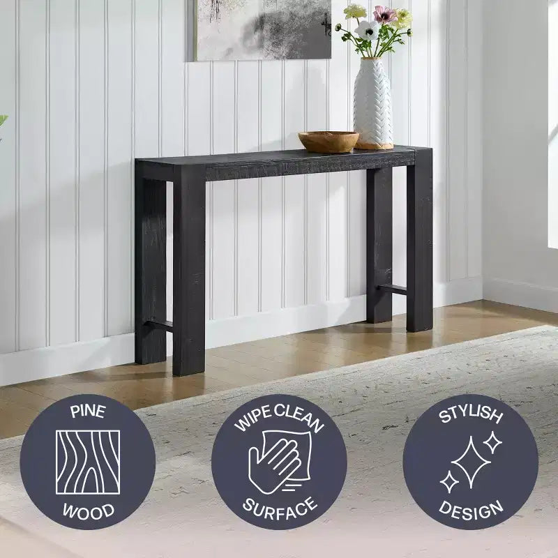 Alaterre Furniture Classic Solid Wood Console Table - 56 Inch Modern Farmhouse Entryway Table