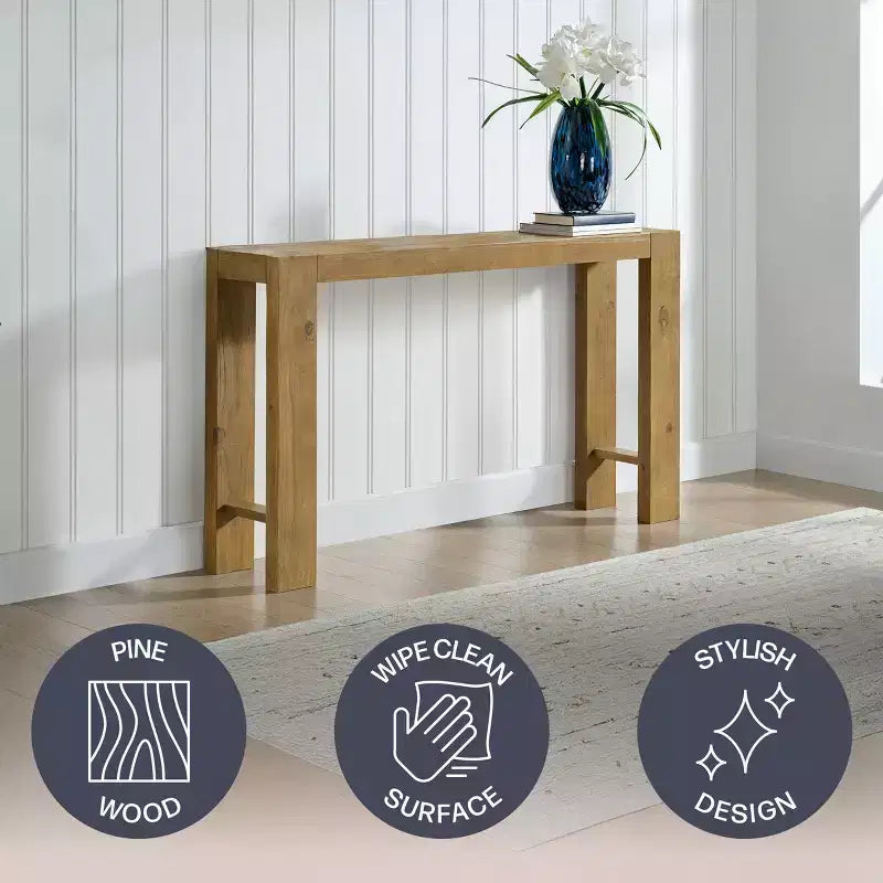 Alaterre Furniture Classic Solid Wood Console Table - 56 Inch Modern Farmhouse Entryway Table