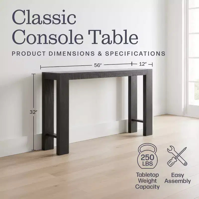 Alaterre Furniture Classic Solid Wood Console Table - 56 Inch Modern Farmhouse Entryway Table