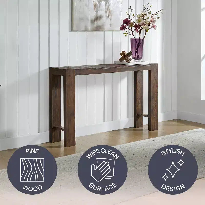 Alaterre Furniture Classic Solid Wood Console Table - 56 Inch Modern Farmhouse Entryway Table