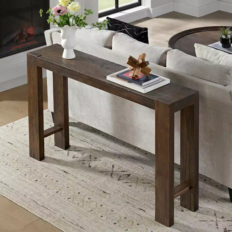 Alaterre Furniture Classic Solid Wood Console Table - 56 Inch Modern Farmhouse Entryway Table