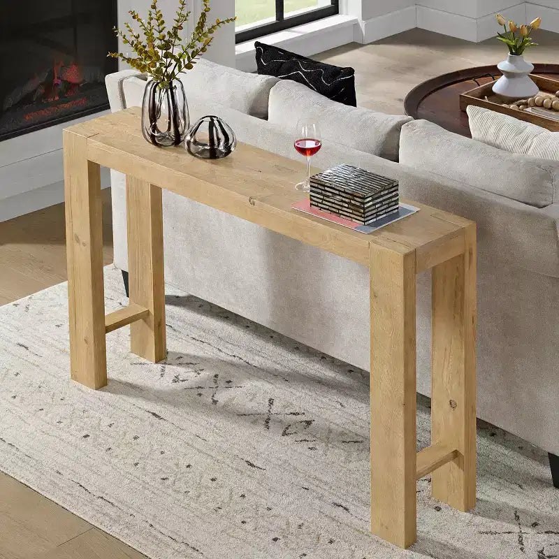 Alaterre Furniture Classic Solid Wood Console Table - 56 Inch Modern Farmhouse Entryway Table