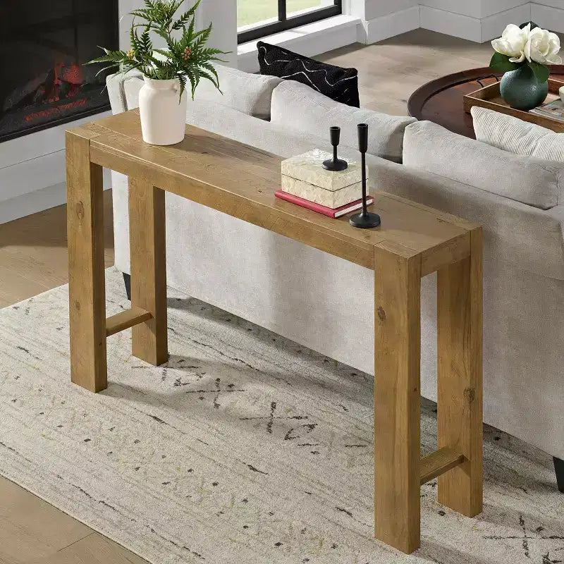 Alaterre Furniture Classic Solid Wood Console Table - 56 Inch Modern Farmhouse Entryway Table