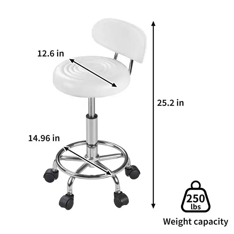 VECELO Faux Leather Office Chair Adjustable Height Swivel Rolling Ergonomic Office Stool with Backrest & Footrest, Black/White