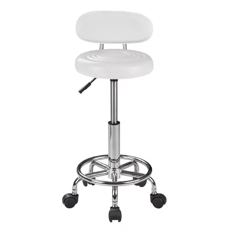 VECELO Faux Leather Office Chair Adjustable Height Swivel Rolling Ergonomic Office Stool with Backrest & Footrest, Black/White